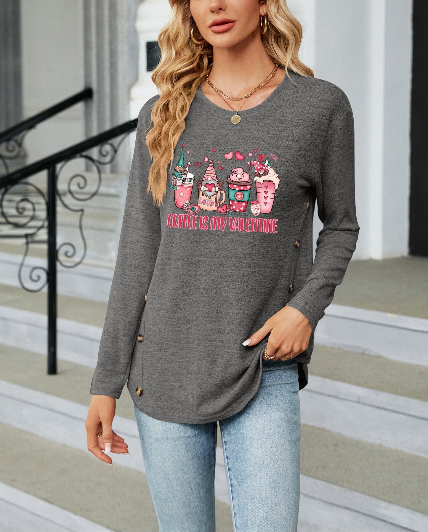 Valentine's Day Coffee Is My Valentine Long Sleeve Top
