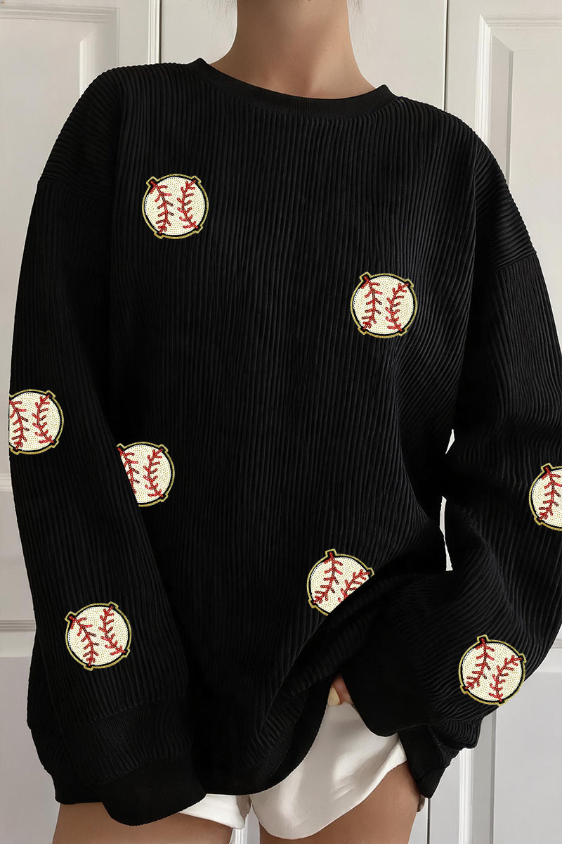 Baseball Blend Sweatshirt Casual Embroidered Pullover