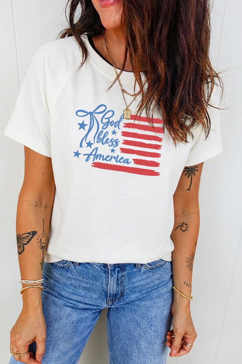 4th of July God Bless America Flag Graphic Tee