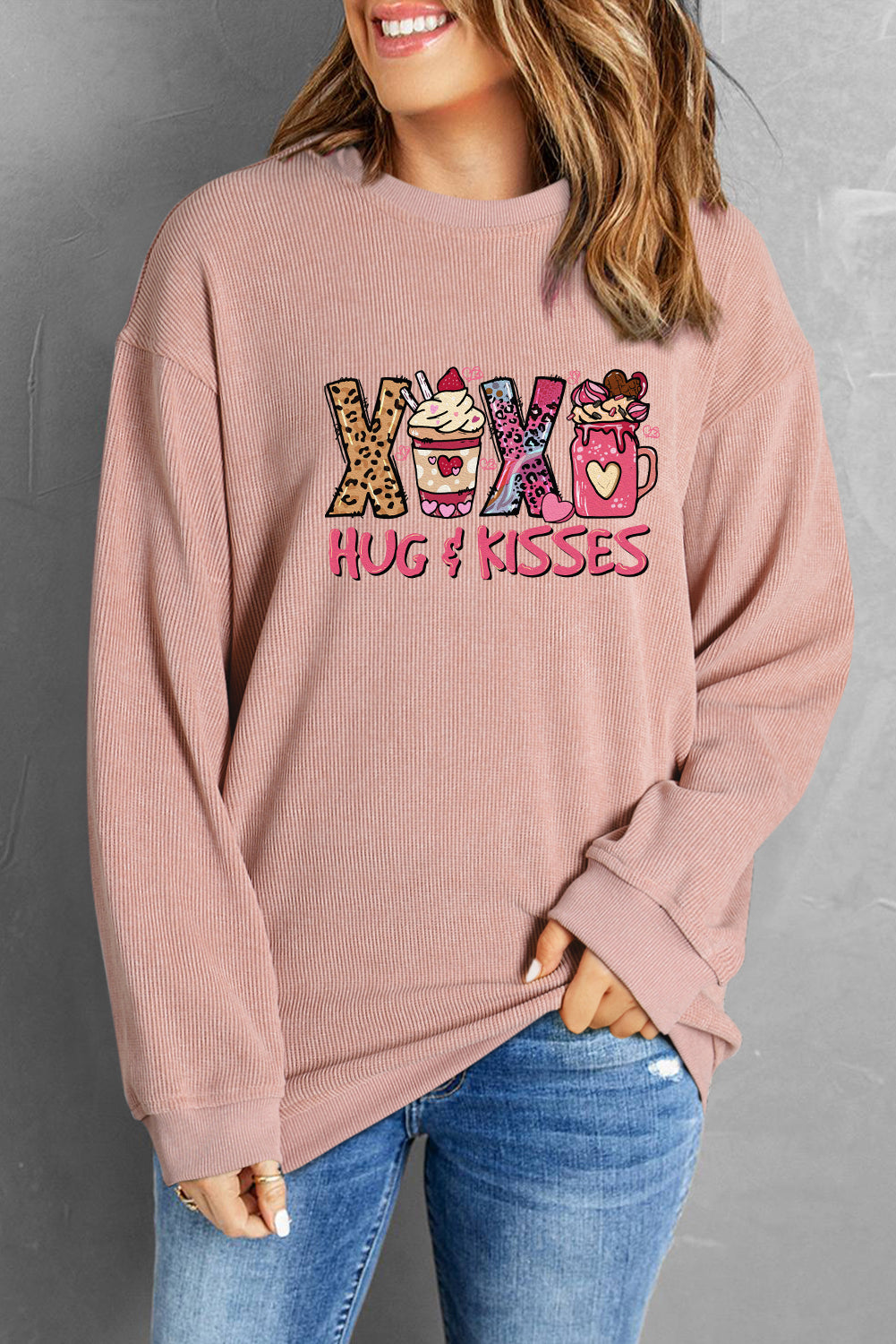 Valentine's Day XOXO Hugs and Kisses Graphic Sweatshirt