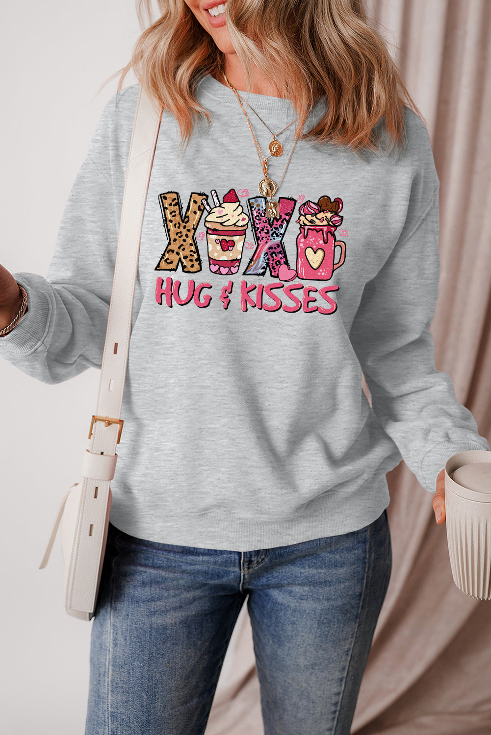 Valentine’s Day XOXO Hug and Kisses Graphic Sweatshirt