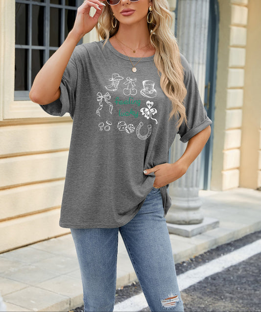 Saint Patrick’s Day Feeling Lucky Shamrock Graphic Tee