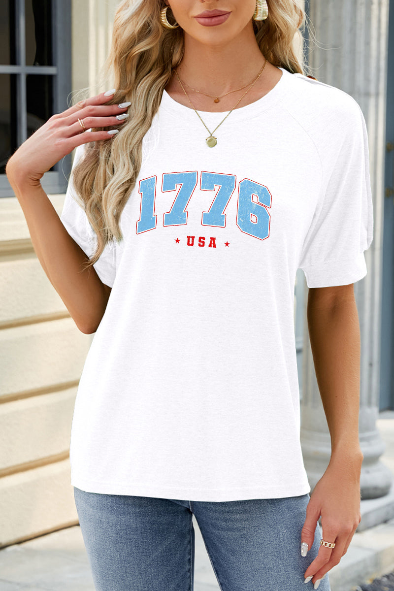 1776 Graphic Rayon Tee Boutique Patriotic Independence Day Top