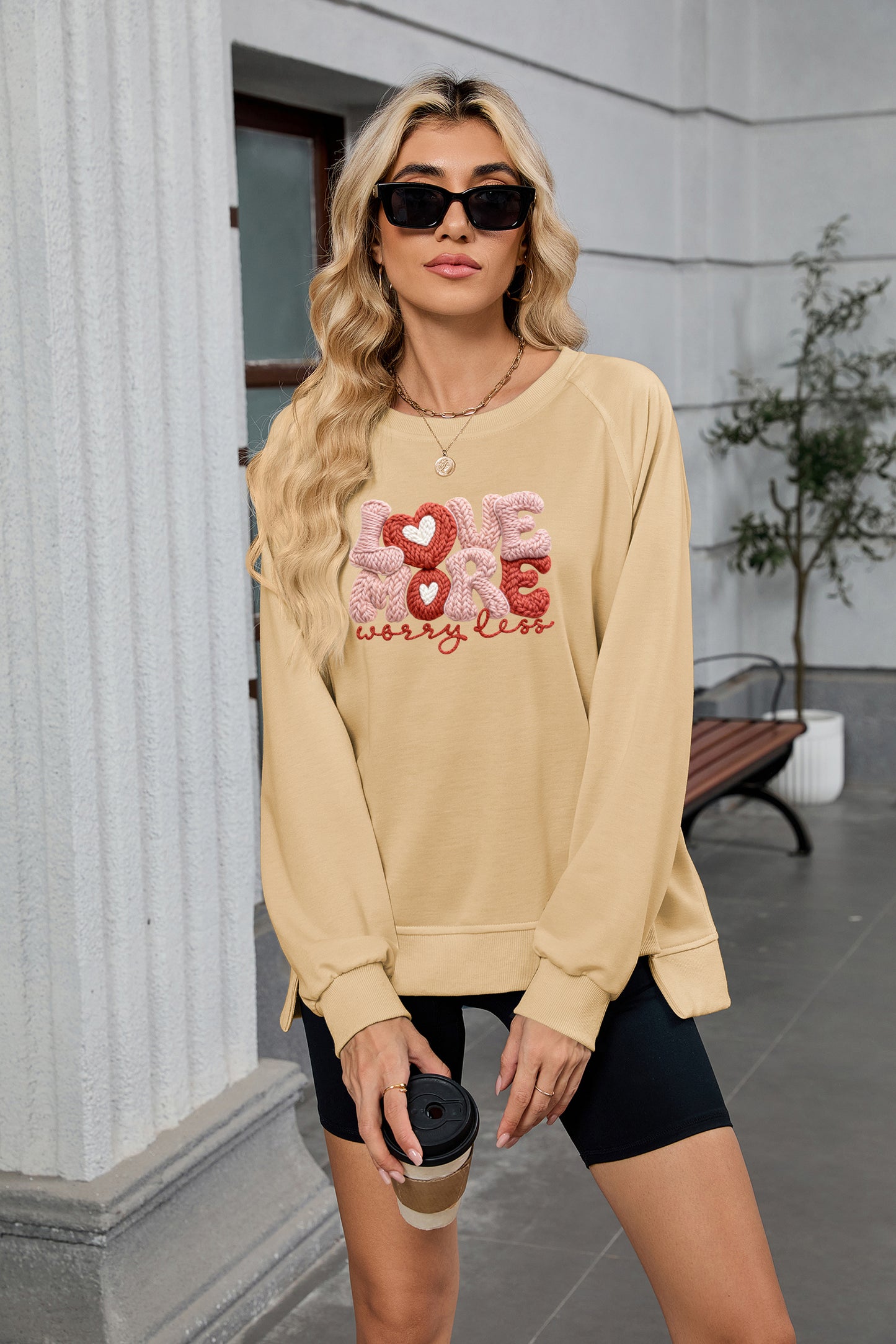 Valentine's Day Love More Heart Graphic Cozy Top(Not Embroidery)