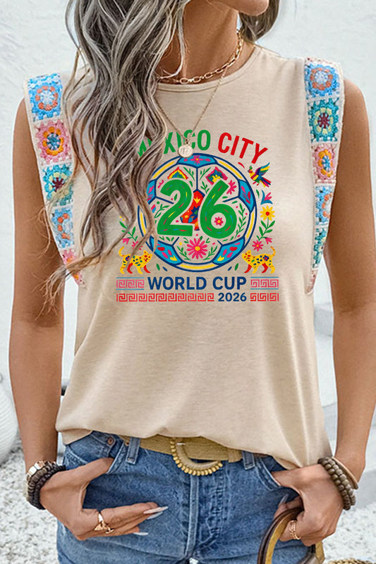 2026 Soccer Graphic Sleeveless Embroidered Tank Top