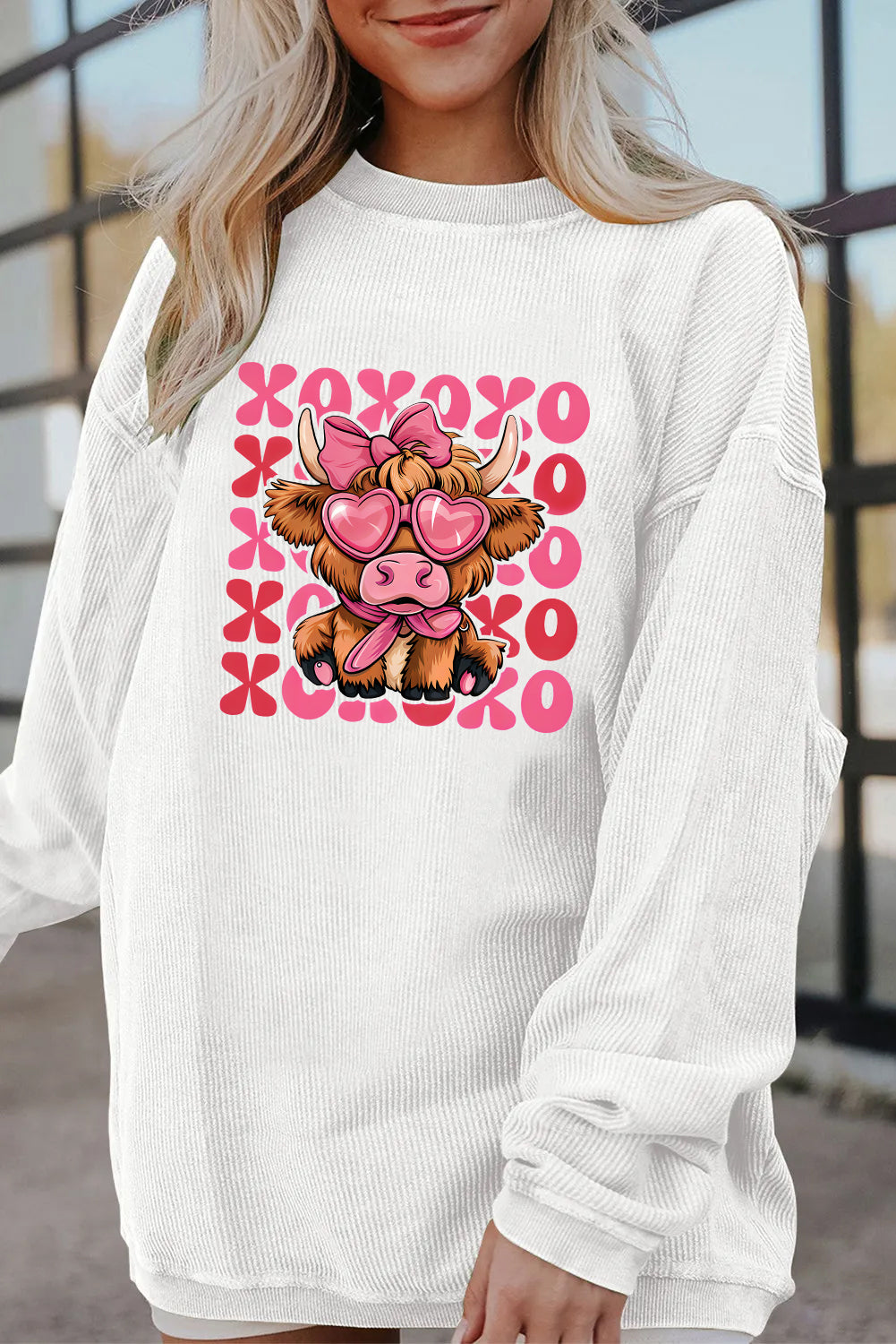 Valentine’s Day XOXO Cow Graphic Sweatshirt