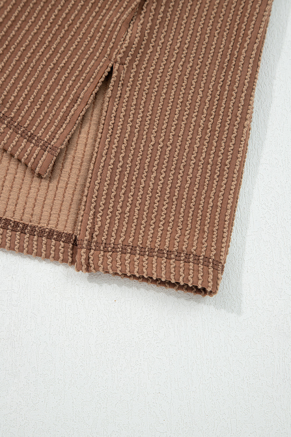 Black Twist Ribbed Exposed Seam Detail Long Sleeve Loose Top