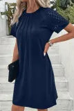 Black Contrast Lace Raglan Sleeve Pleated Detail Shift Dress