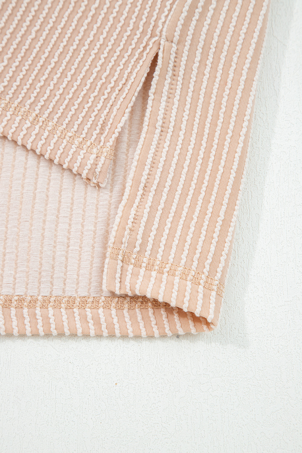 Black Twist Ribbed Exposed Seam Detail Long Sleeve Loose Top