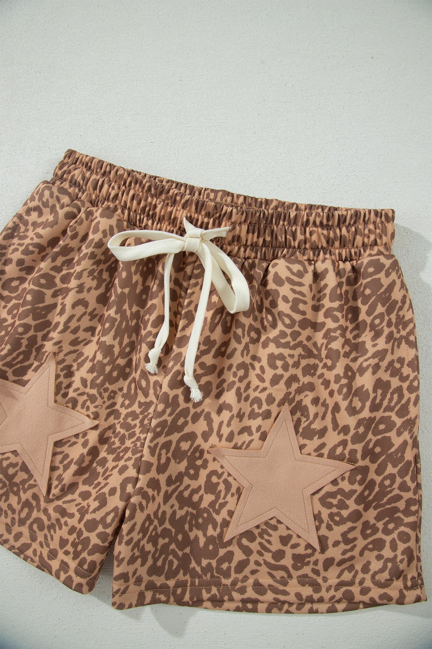 Leopard Stars Polyester Casual Shorts Western Shift