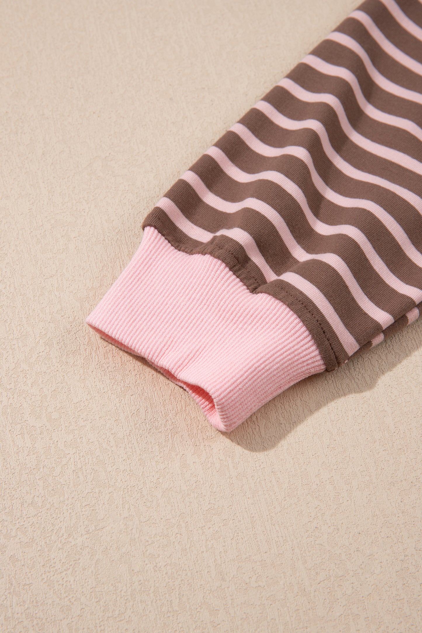 Brown Stripe Striped Drawstring Waist Long Sleeve Top Mini Skort Set