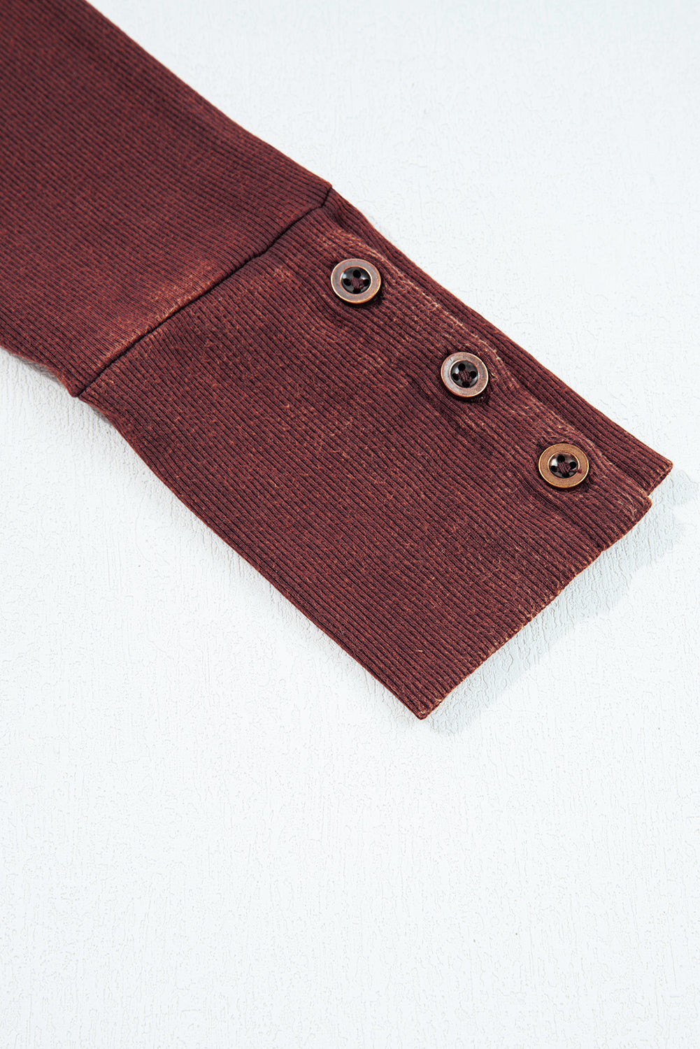 Coffee Exposed Seam Ribbed Long Sleeve Top