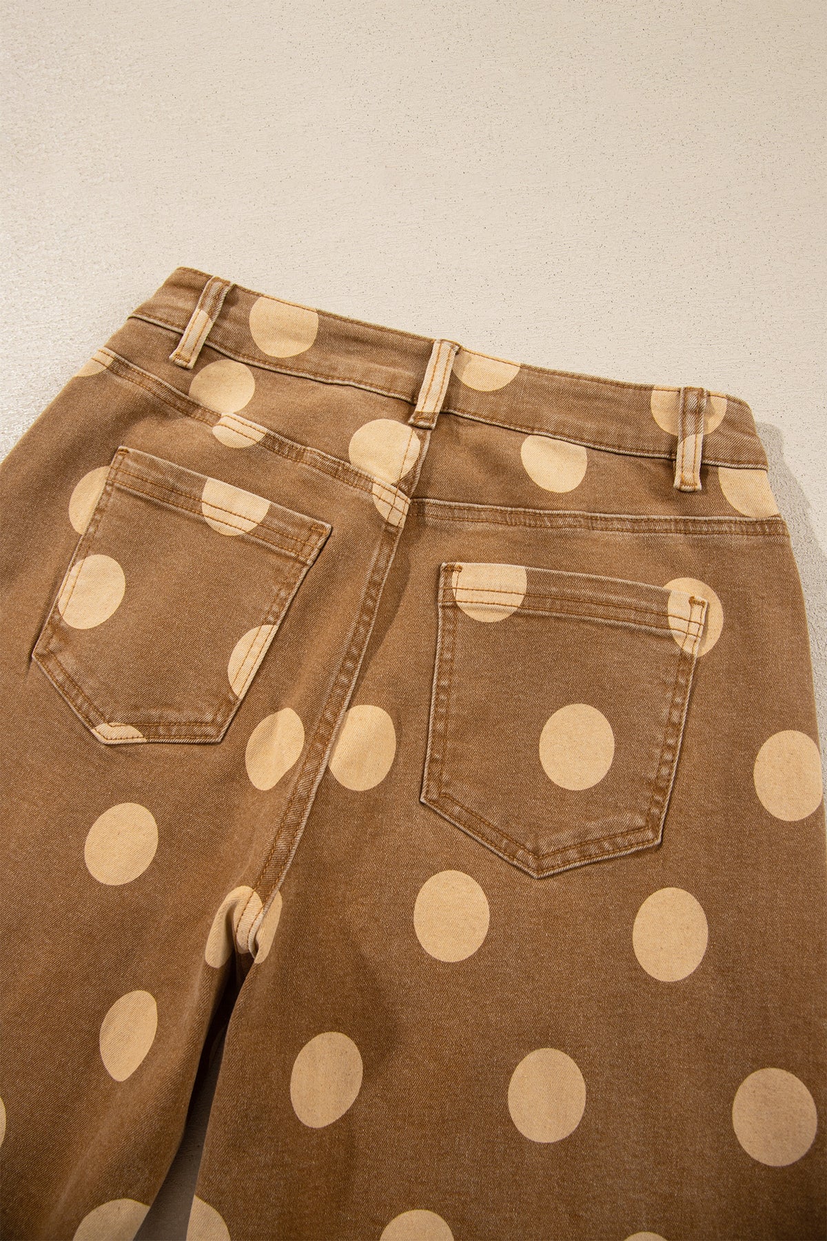 Sky Blue Polka Dot Ankle-Length Metal Button Casual Jeans