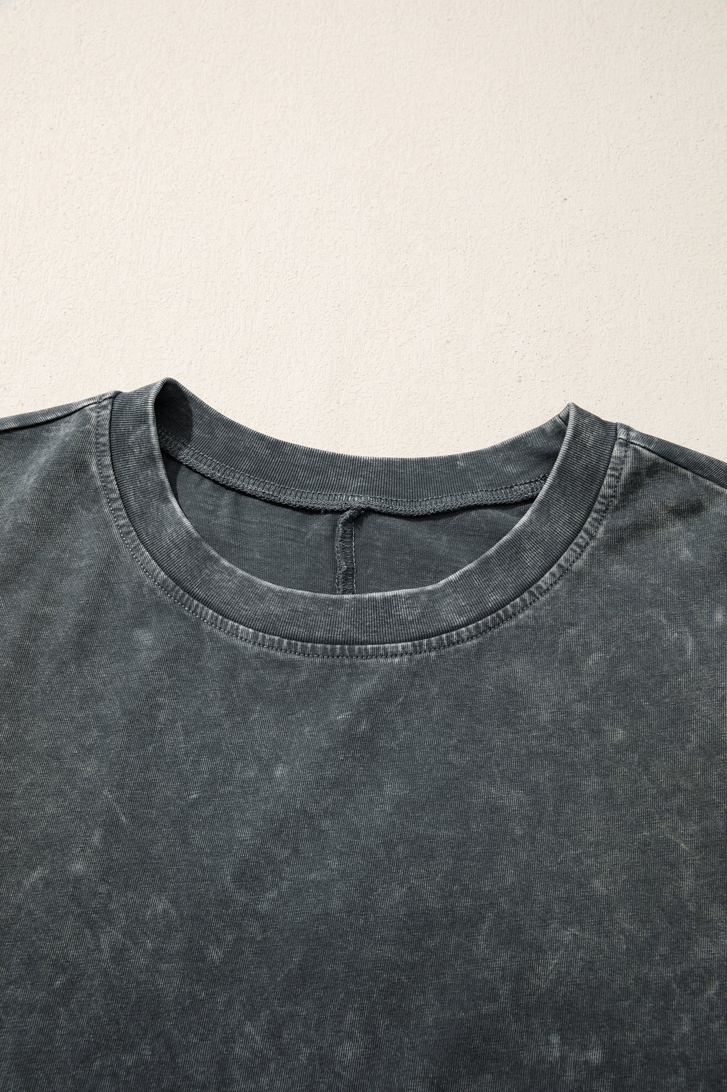 Solid Cotton Tee Vintage Washed Oversized Casual Top