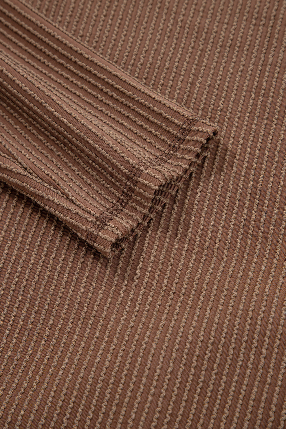 Black Twist Ribbed Exposed Seam Detail Long Sleeve Loose Top