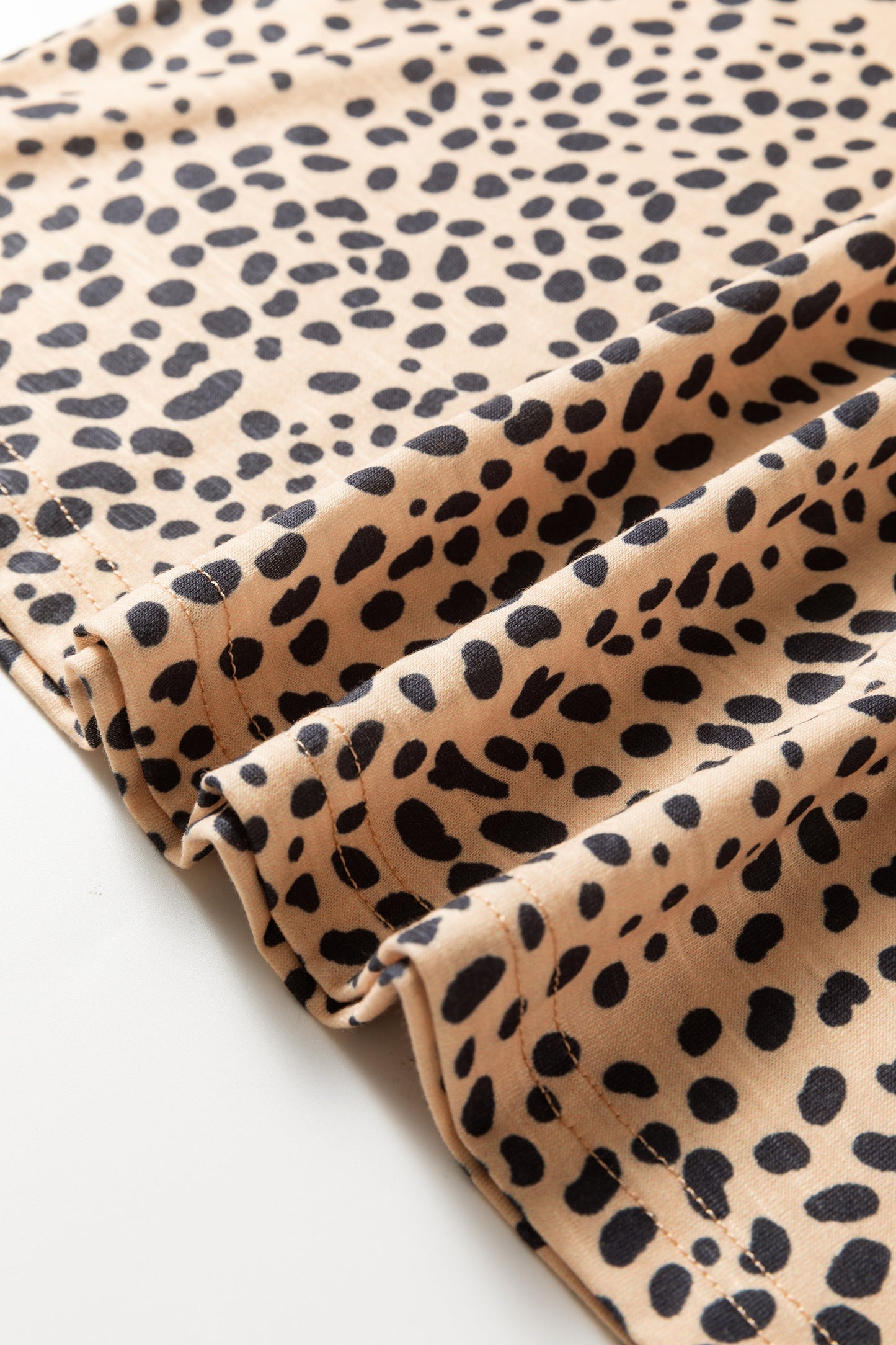 Apricot Cheeath Print Frilled V Neck Shirred Detail Short Sleeve Blouse