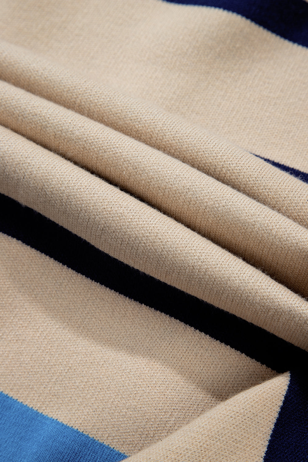 Colorblock Drop Shoulder Buttoned Loose Cardigan