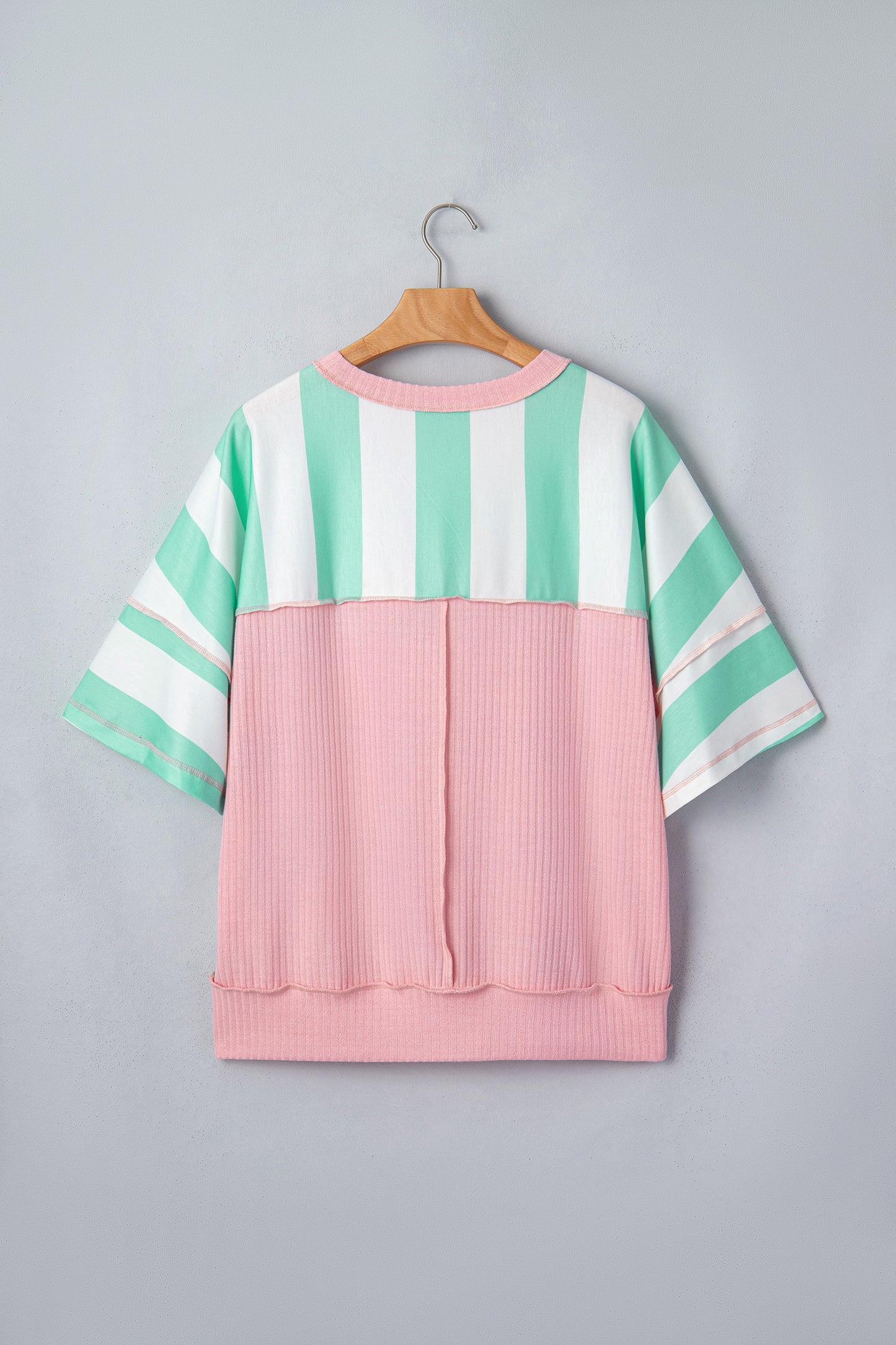 Striped Knit Top Oversized Color Block Boutique Tee