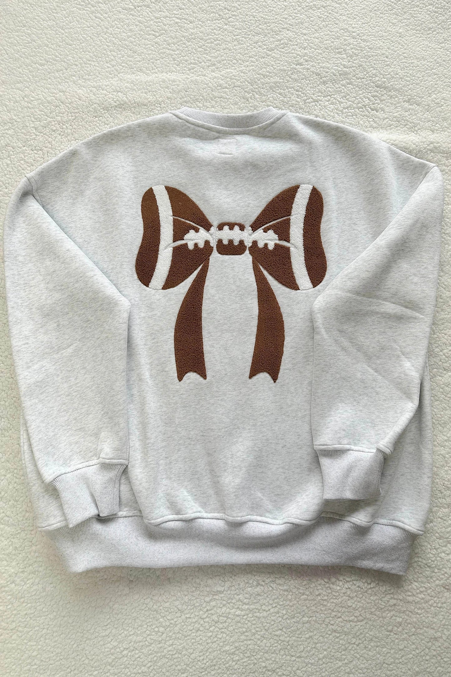Chenille Embroidered Rugby Bow Game Day Oversized Sweatshirt