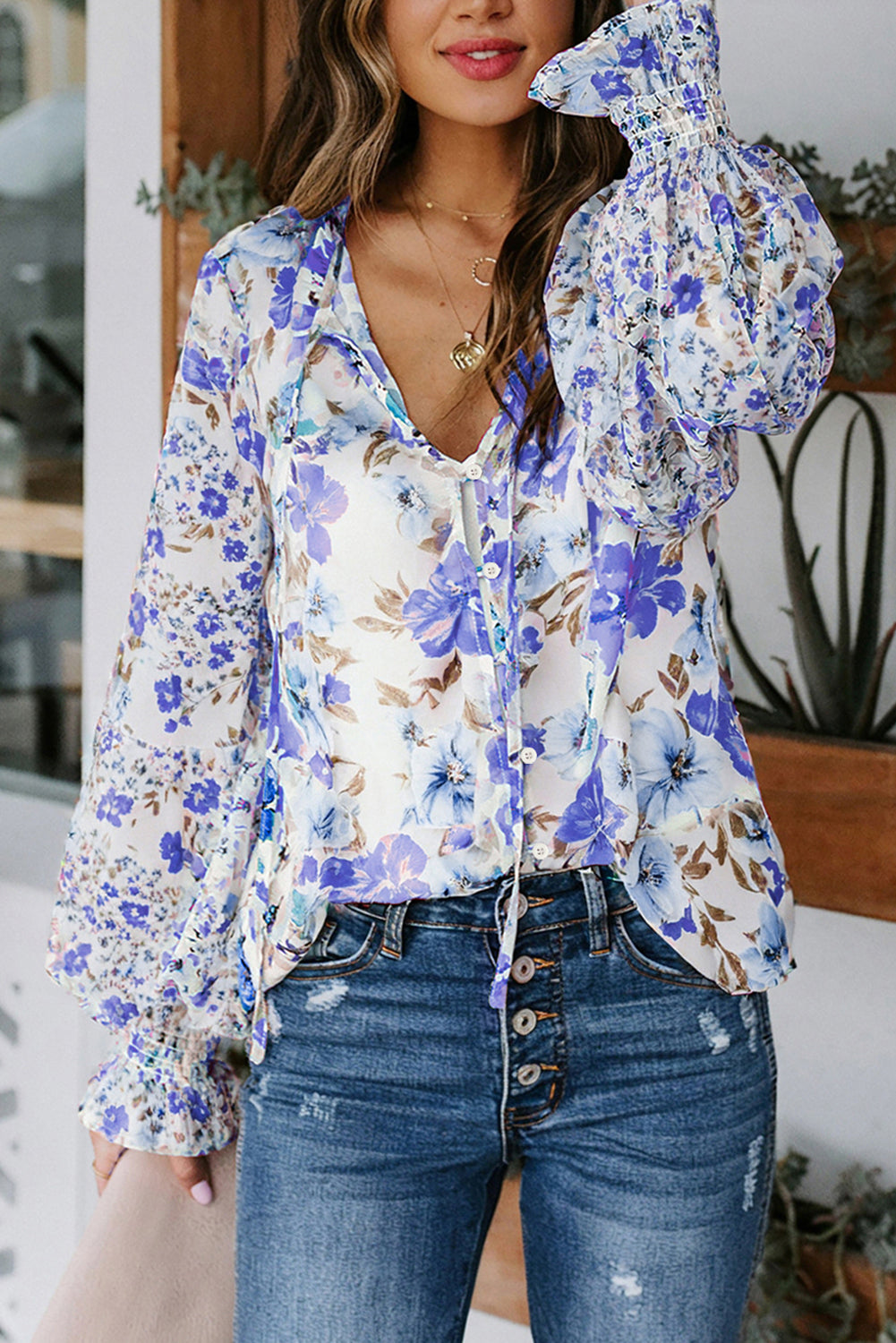 Yellow Cakewalk Floral Smocked Blouse
