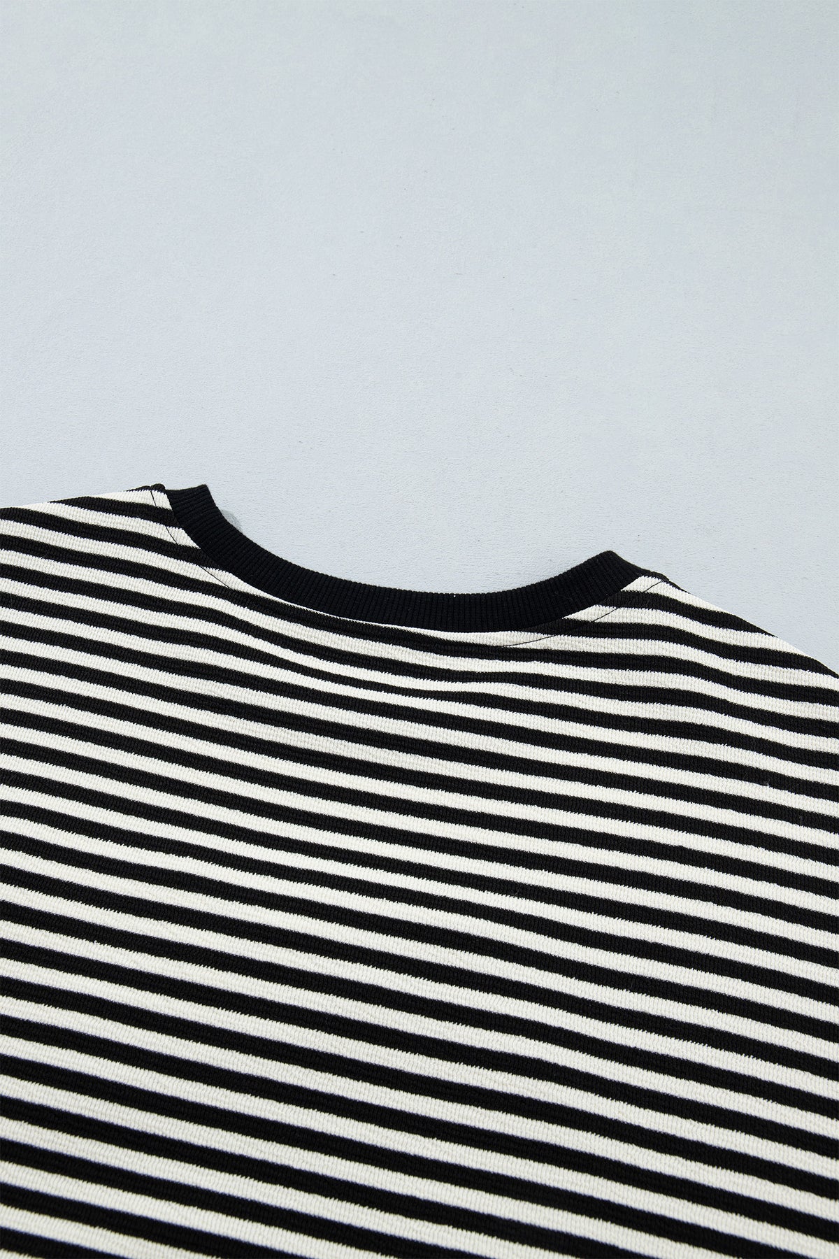 Black Stripe Velvet Bow Pattern Dropped Shoulder Loose Sweatshirt