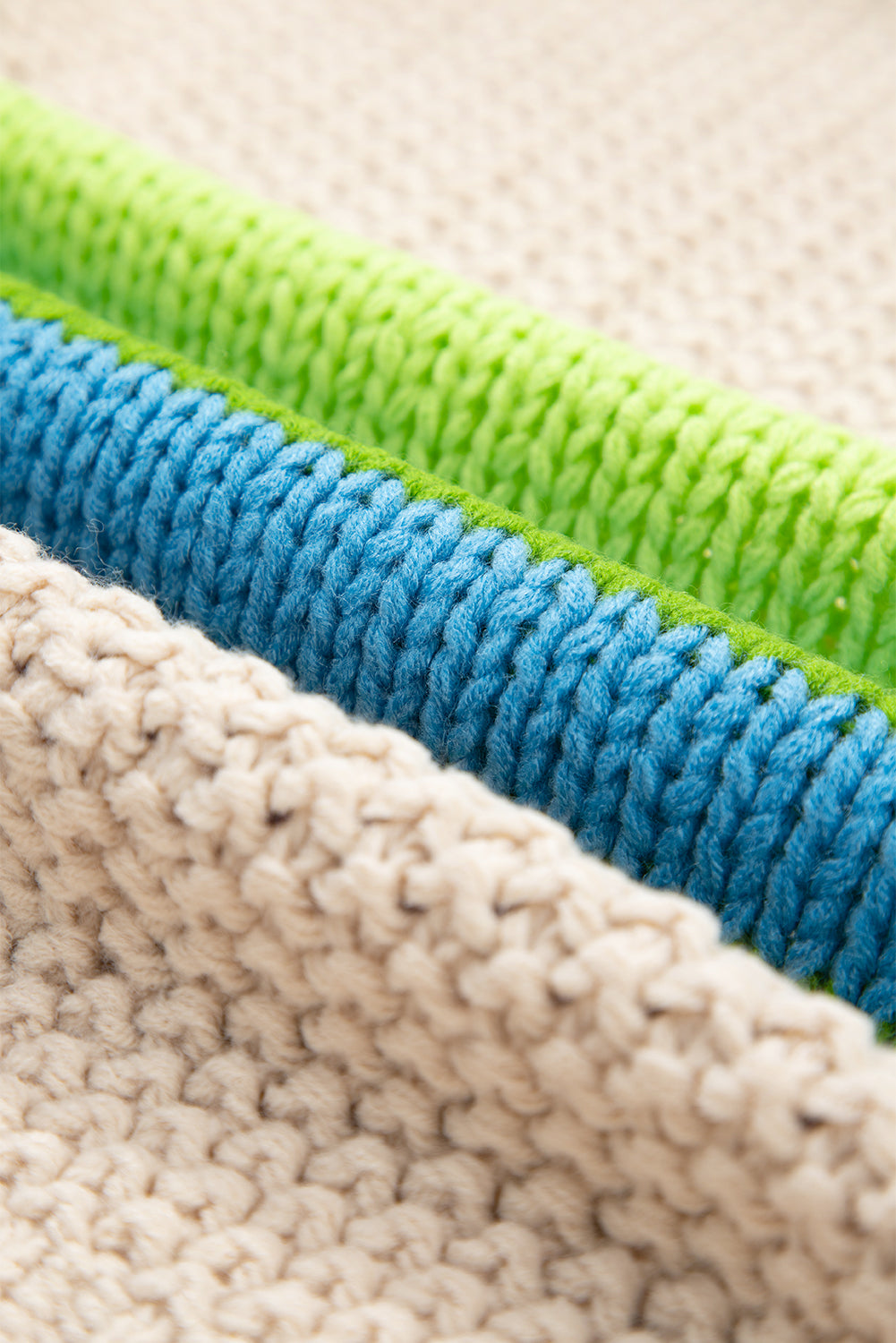 Parchment Color Block Crochet Open Front Plus Size Cardigan