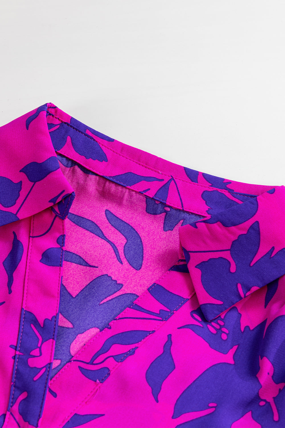 Orange Floral Print Collared Button Neckline Flutter Sleeve Blouse