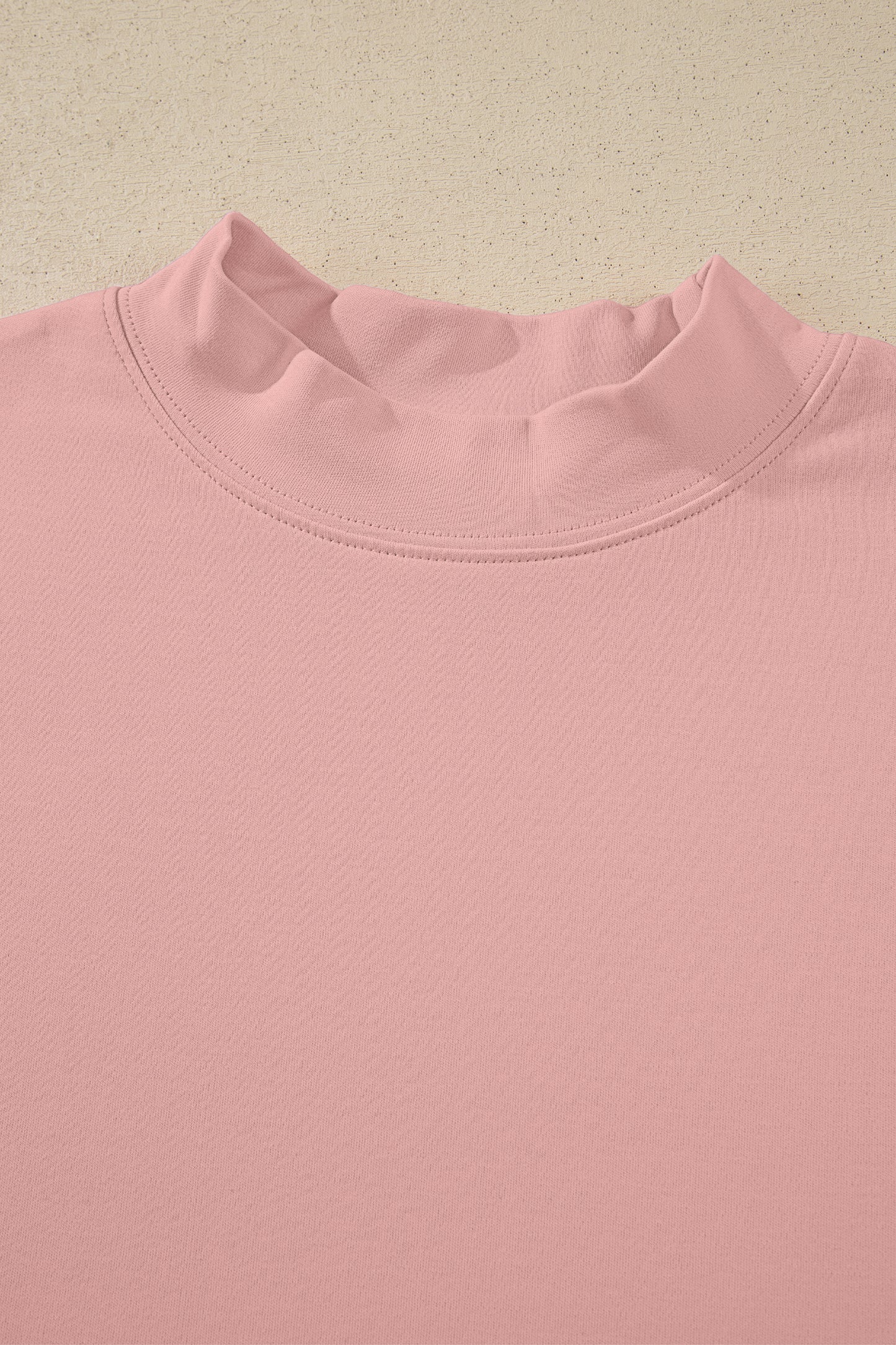 Solid Cotton Tee High Neck Oversized Casual Top