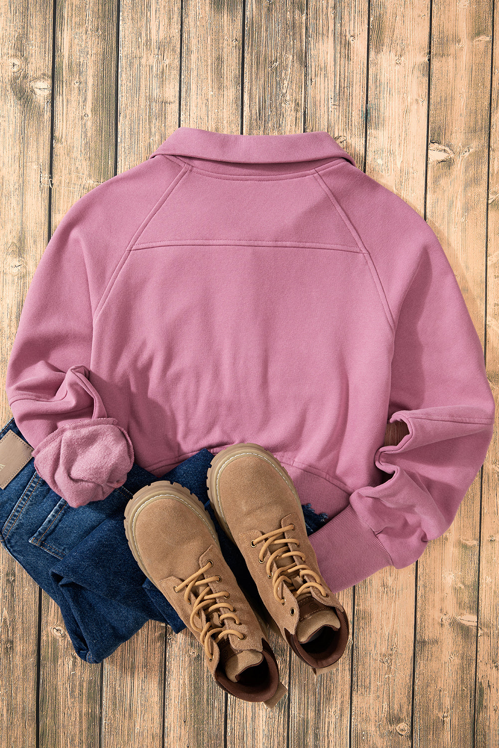 Black Zip Up Stand Collar Ribbed Thumbhole Sleeve Sweatshirt