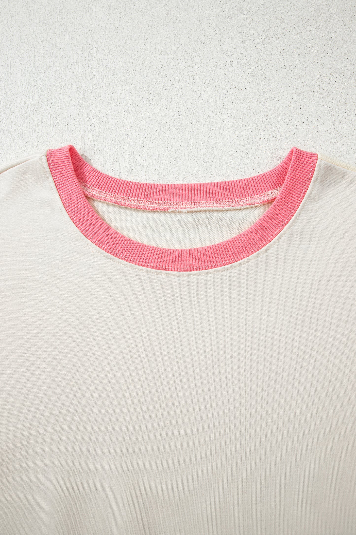 White Color Block Striped Patchwork Dolman Slit Sweatshirt