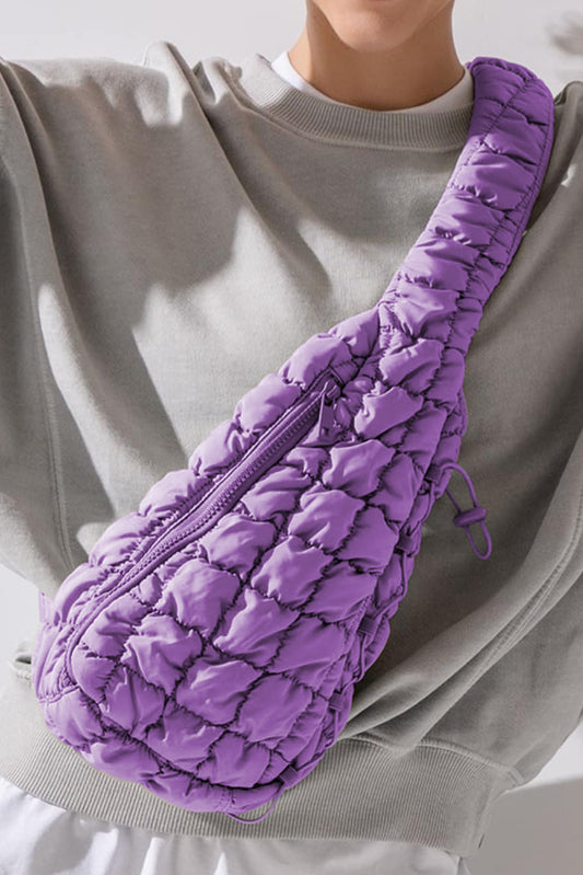 Wisteria Marshmallow Quilted Drawstring Decor Sling Bag