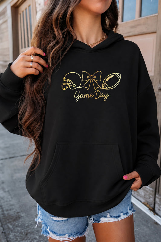 Game Day Blend Hoodie Gold Foil Football Graphic