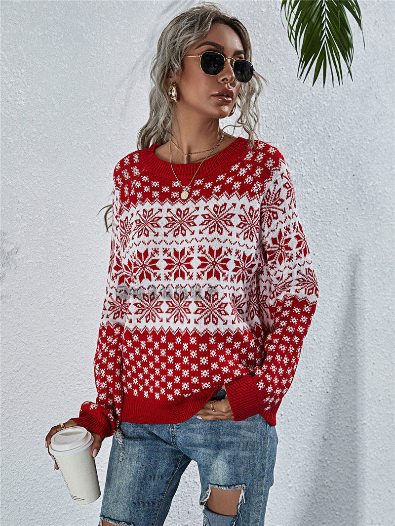 Women's Snowflake Fair Isle Oversized Knit Sweater