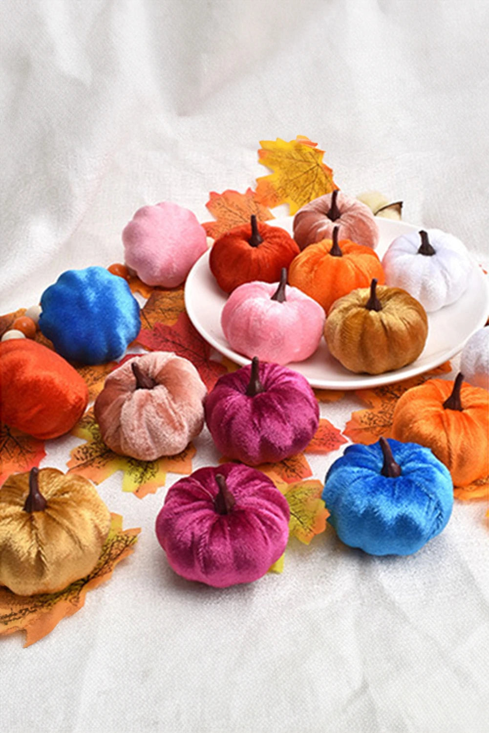 Orange 1PC Halloween Thanksgiving Faux Plush Pumpkin Decorations