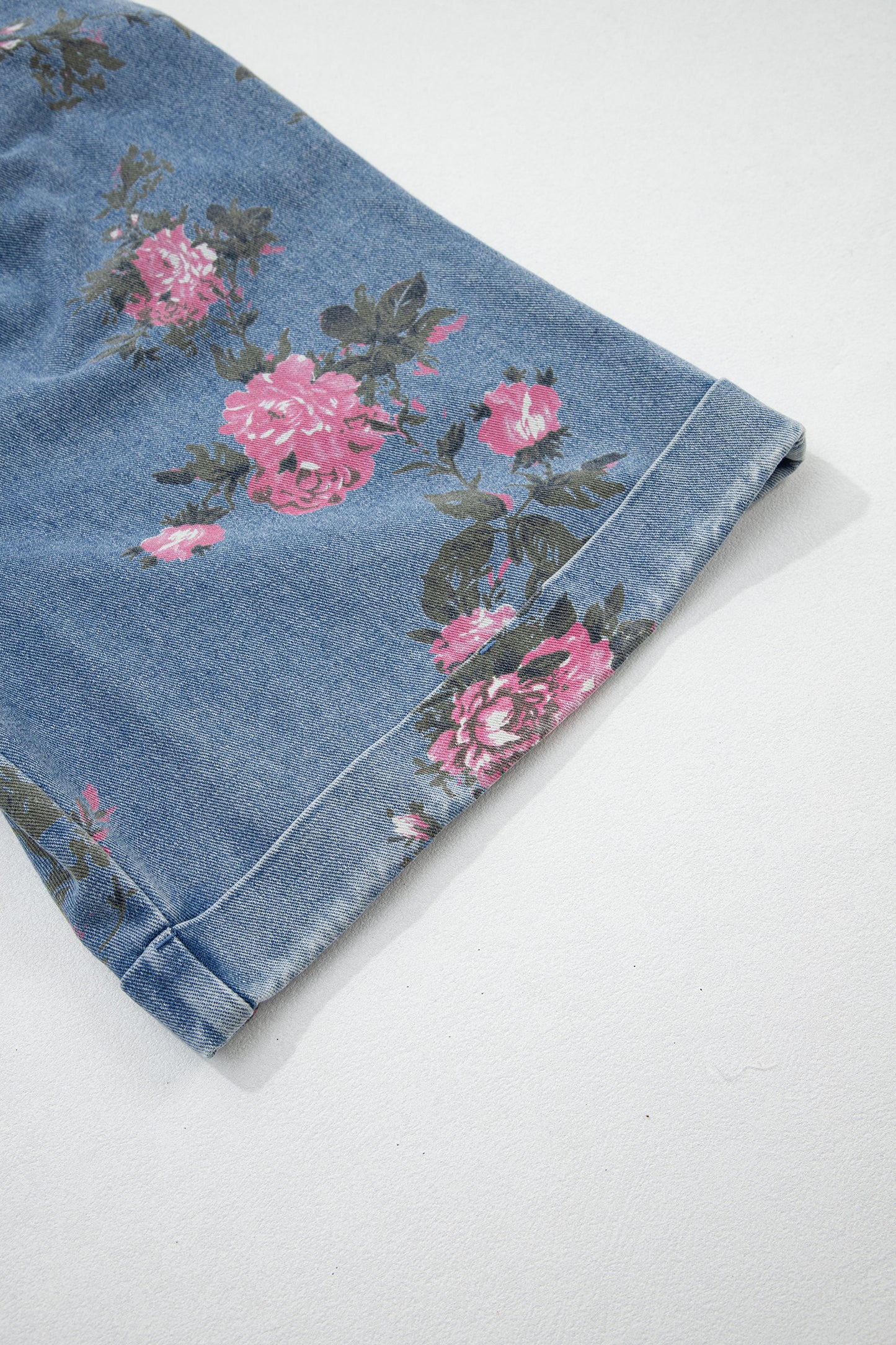 Floral Denim Shortalls Vintage Boho Loose Fit Romper