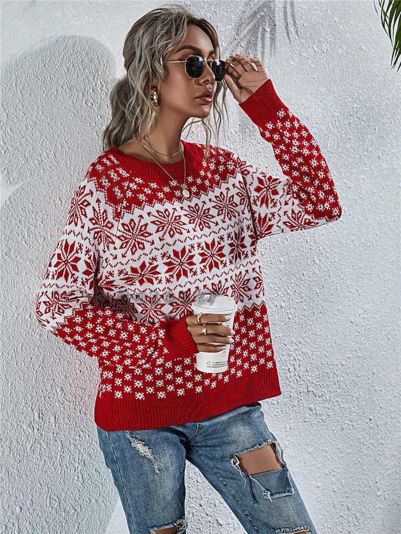 Women's Snowflake Fair Isle Oversized Knit Sweater