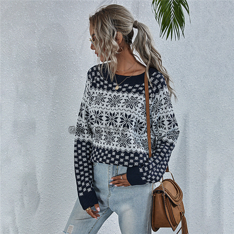 Women's Snowflake Fair Isle Oversized Knit Sweater