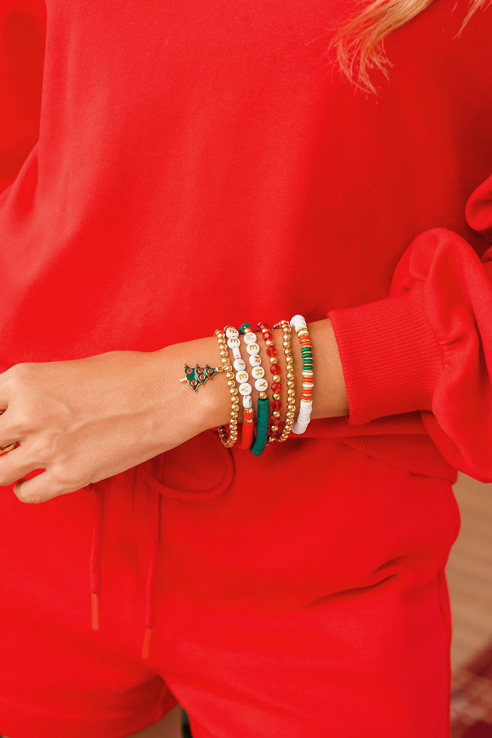 Gold MERRY BELIEVE Christmas 6pcs Bracelet Set