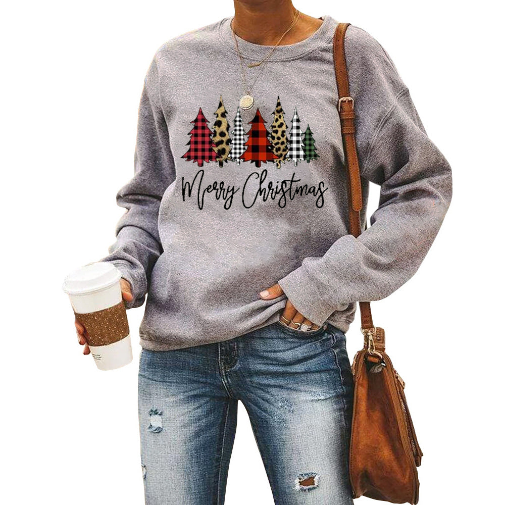 Womens Christmas Tree Graphic Crewneck Sweatshirt