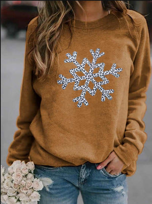 Snowflake Graphic Fleece Pullover Cozy Winter Sweatshirt