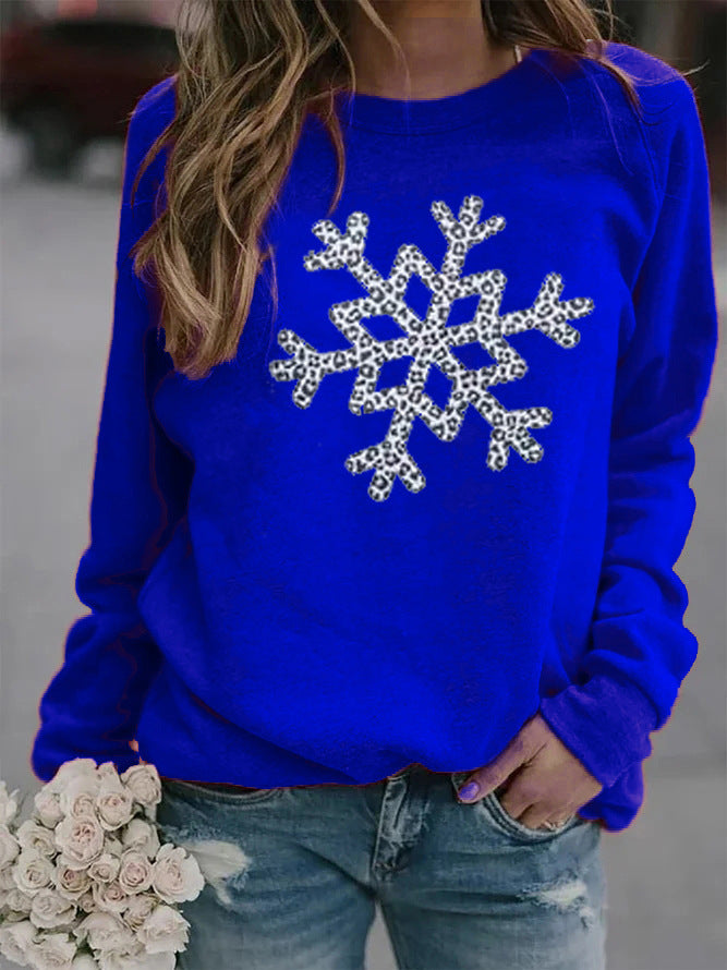 Snowflake Graphic Fleece Pullover Cozy Winter Sweatshirt