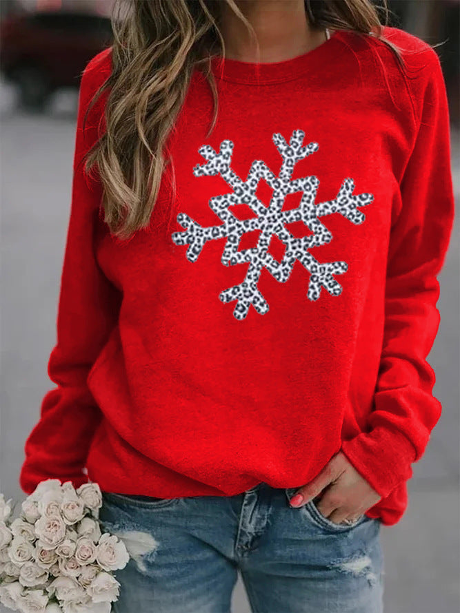 Snowflake Graphic Fleece Pullover Cozy Winter Sweatshirt