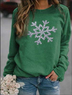 Snowflake Graphic Fleece Pullover Cozy Winter Sweatshirt