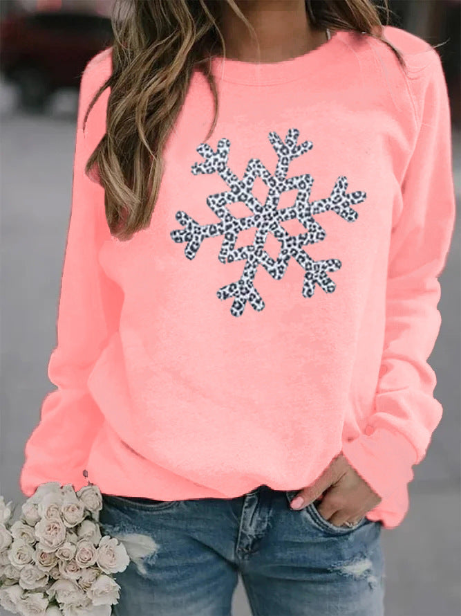 Snowflake Graphic Fleece Pullover Cozy Winter Sweatshirt