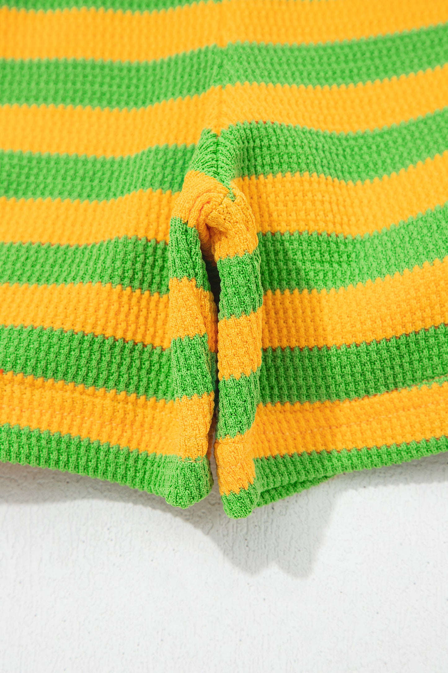 Green Stripe Puff Short Sleeve T Shirt Matching Shorts Set