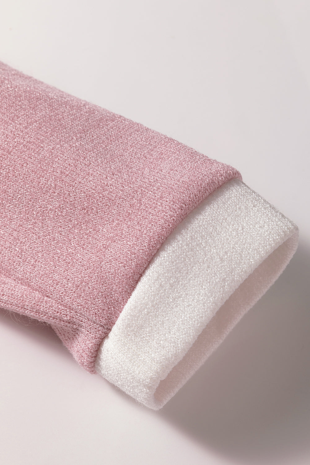 Beige Contrast Color Trim Knit Drop Shoulder Loose Top