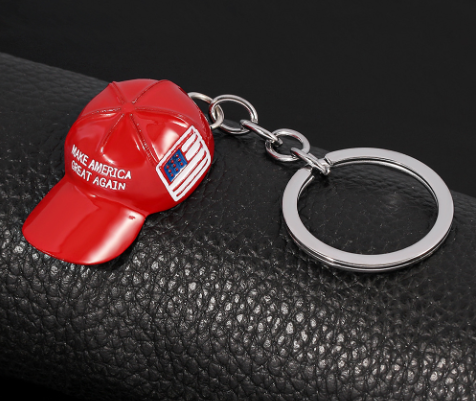 Fiery Red Make America Great Again Cap Pendant Keychain