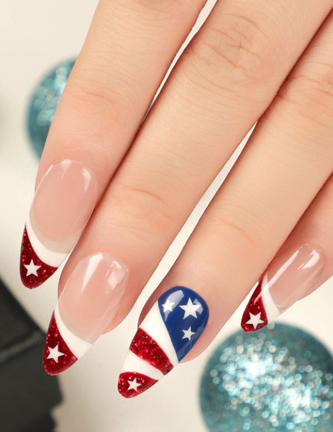Red Independence Day Nails Stickers