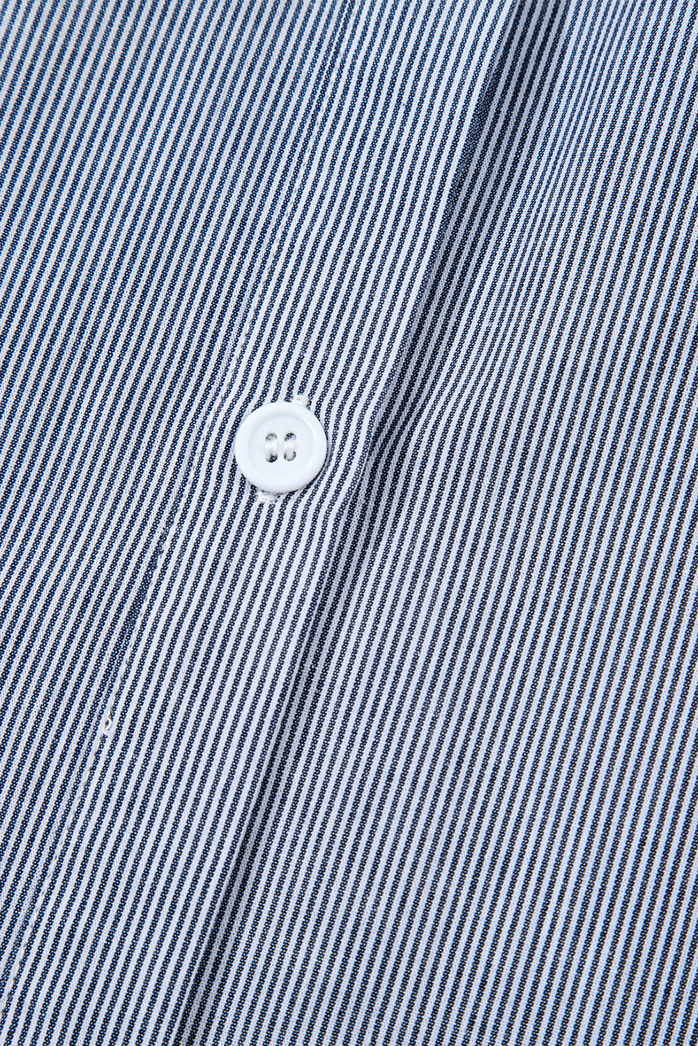 Blue Stripe Frilled Sleeveless Collar Front Pocket Button Up Mini Dress