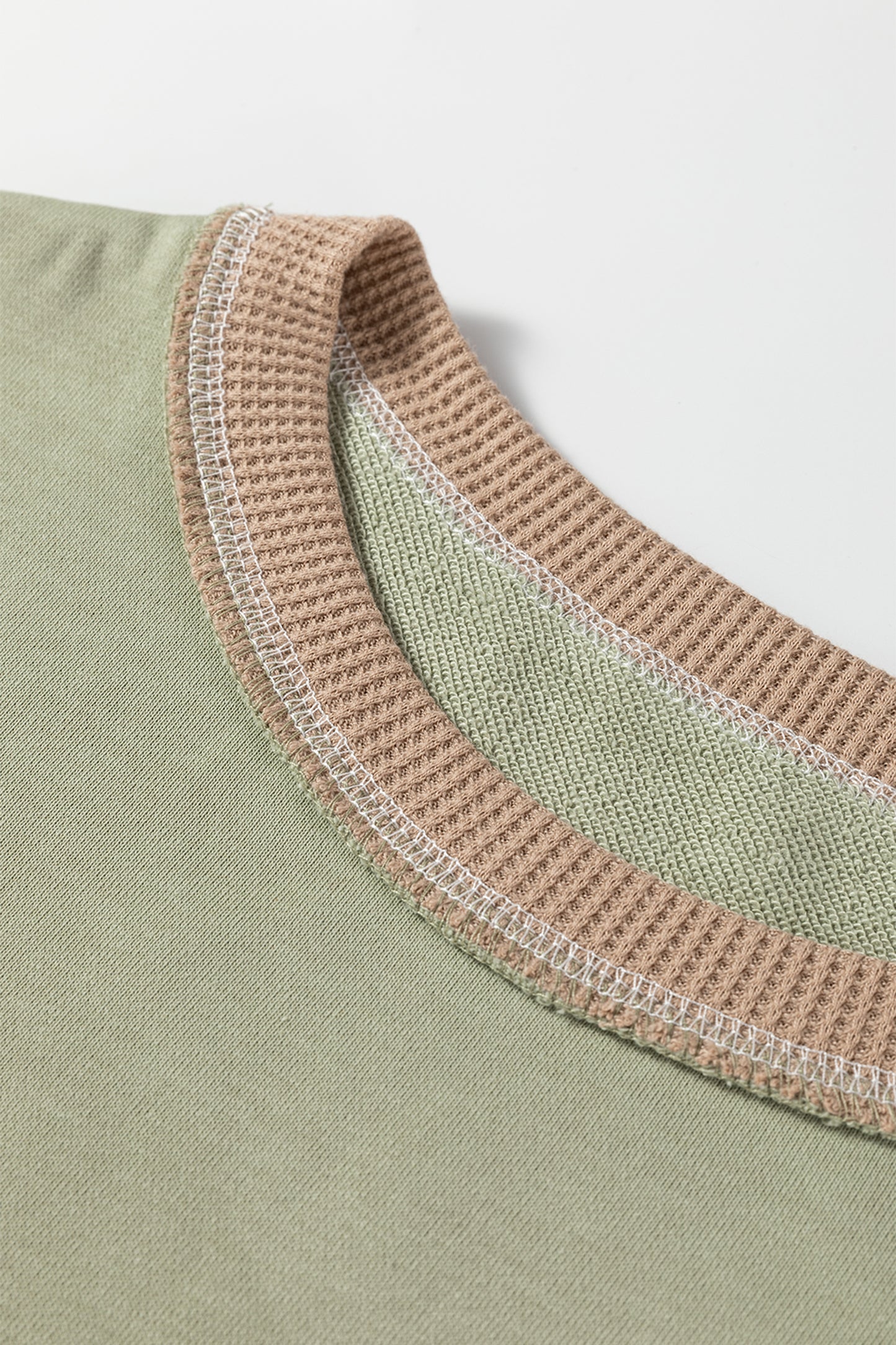 Color Block Mix Texture Waffle Patchwork Oversize Sweatshirt